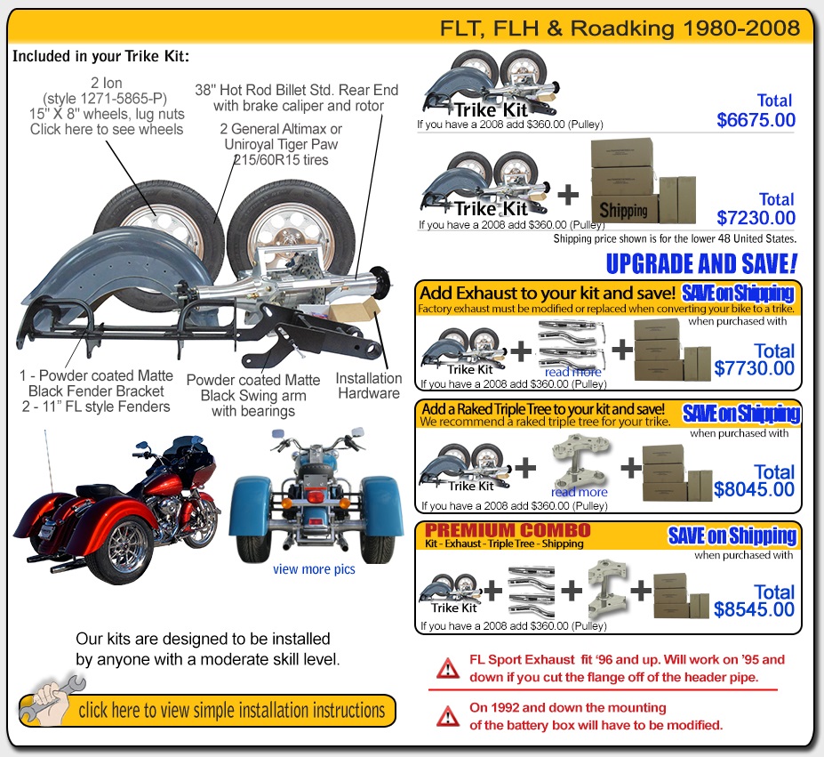 roadking trike kit contents frankenstein trikes trike kit and pricing 